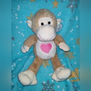 Plush Monkey Stuffed Animal with Heart – New with Tag – Soft Teddy Toy